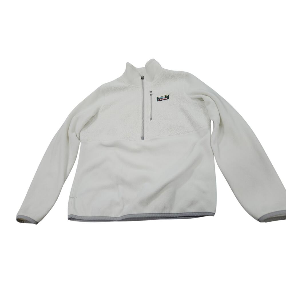LL Bean Polartec Fleece Half Zip Pullover Cream Ivory Small Women's